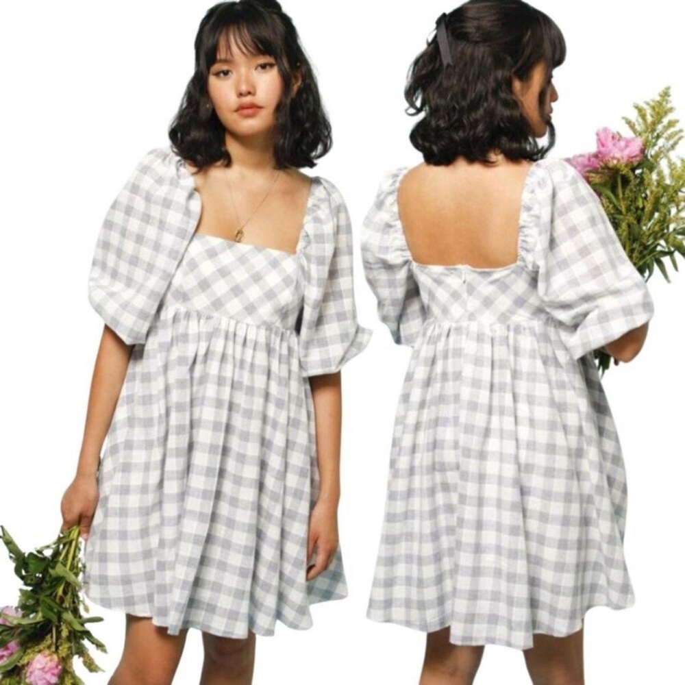 Storia Gray Checkered Dress - Picture 1 of 4